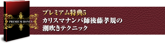 プレミアム特典５ カリスマナンパ師後藤孝規の潮吹きテクニック